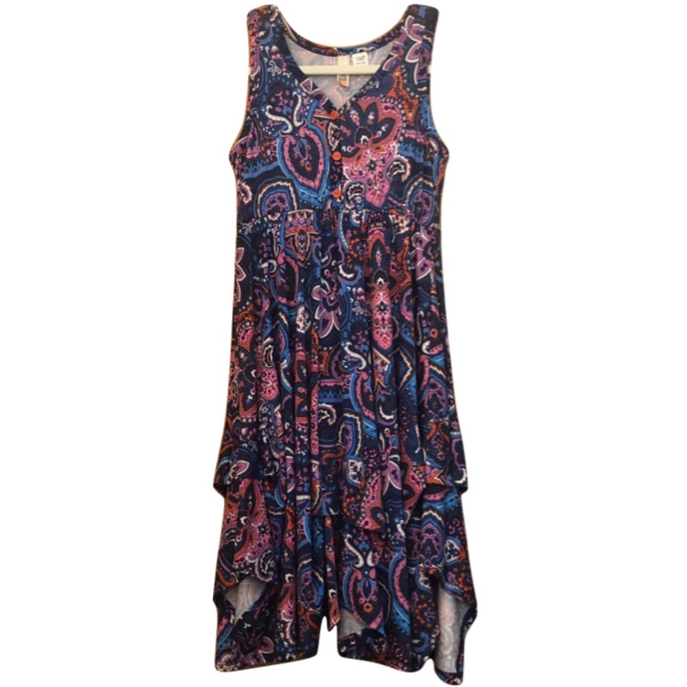 Girls Route 66 Navy Blue Paisley Dress